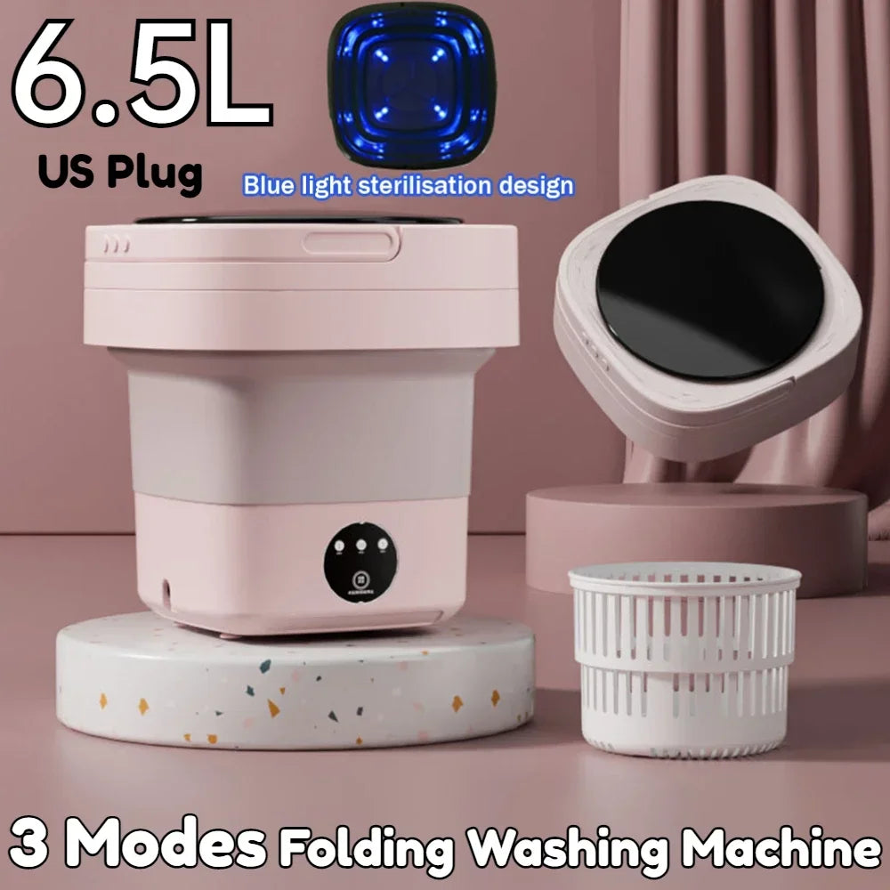 6.5L Small Folding Washing Machine Student Dormitory Underwear Folding Laundry Mini Sock Washing Machine Portable Washing Bucket