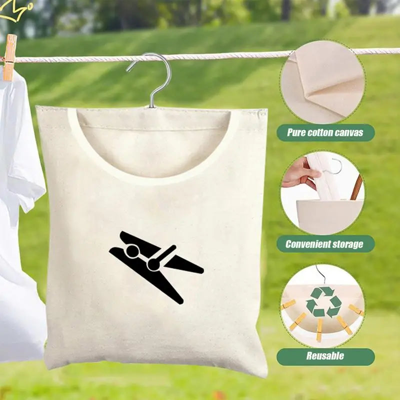 Dirty Clothes Bag Large Capacity Canvas Portable Laundry Basket Closet Storage Basket Clothespin Bag Organizer For Home