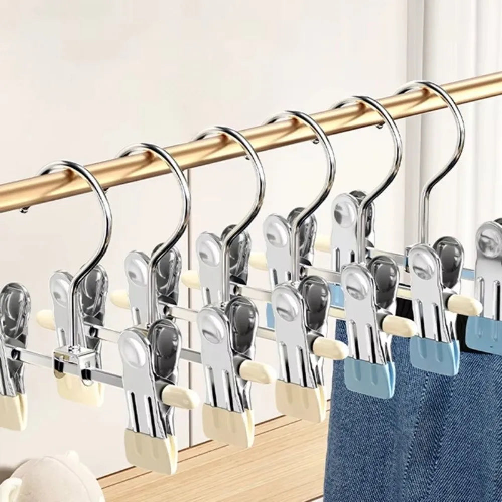 30pcs 360° Rotatable Clothes Drying Hanger Windproof Double Clip Pants Hanger Non-Slip Adjustable Clothes Clips Laundry Hanger