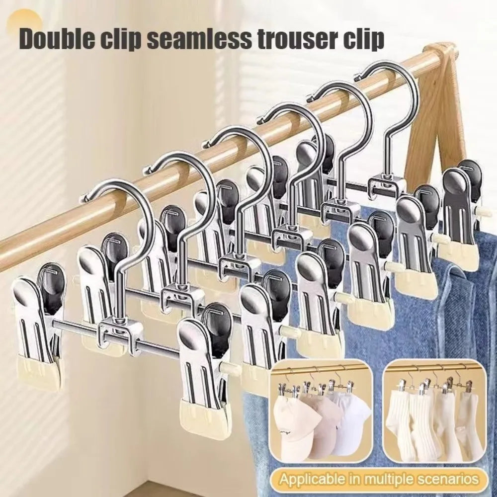 30pcs 360° Rotatable Clothes Drying Hanger Windproof Double Clip Pants Hanger Non-Slip Adjustable Clothes Clips Laundry Hanger